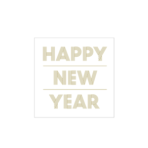 5294 20 serviettes blanches happy new year doré jline (1)