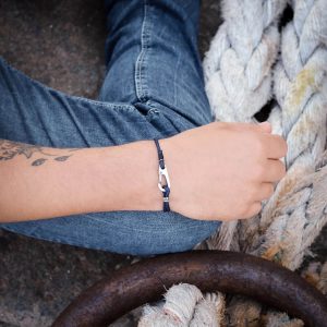 monzémaré bracelet mousqueton -minimaliste 1 tour bleu marine 1