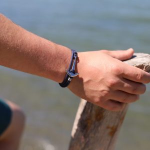 monzémaré bracelet corde ancre-authentique 2 tours bleu marine