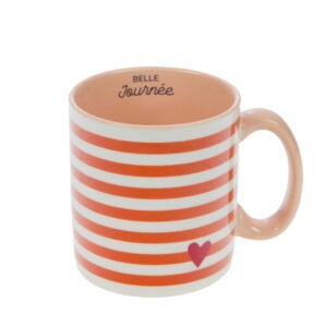167145 mug rayé orange porcelaine belle journée