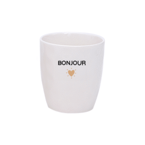 tasse à café gobelet bonjour coeur doré