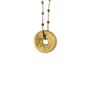 collier plaqué or le nantais court 10 centimes de franc le sou francais (2) (1)