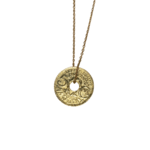 collier plaqué or le sou francais franc 5 centimes le parisien (2) (1)