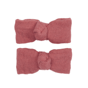 lot de 2 barrettes gaze de coton noeud rose marsala bb&co (4) (1)