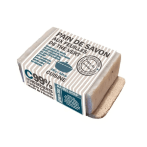 Savon solide pour la cuisine + éponge loofah thé vert et citron mas du roseau (1) (1)