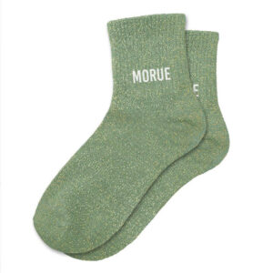 CD10017V04 chaussettes pailletées unie à message humour morue vert pastel