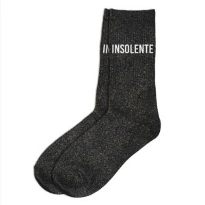 CD8425V08 chaussettes pailletées unie à message humour noire insolente