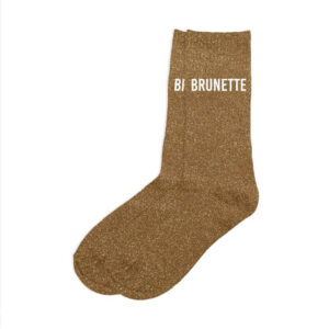CD9424V03 chaussettes pailletées unie à message humour brunette bronze