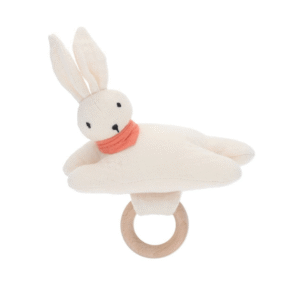 Doudou lapin avec anneau bois hochet (1)