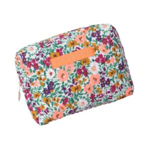 Pochette matelassée PM fleur soranges fluo la ptite cachottiere