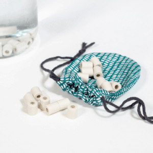 Pochon de 15 perles céramique turquoise hokko (2) (1)