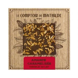 TABPM0025 Tablette Chocolat Lait Amandes Caramelisées 80G le comptoir de mathilde (1)