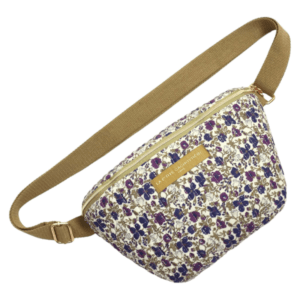 banane matelassée liberty fleurs violettes la petite cachotiere