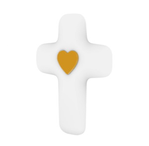 croix chretienne blanche en albatre coeur doré amour emany