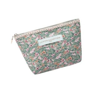 petite trousse broderie verte fleurs oranges la petite cachottiere