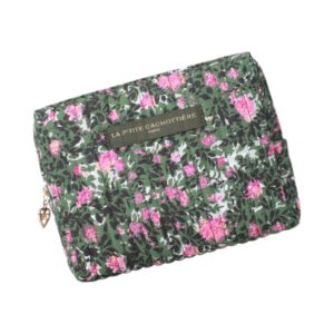 petite trousse matelassée imprimée kaki rose rosiers de nuit la petite cachottiere (1) (1)