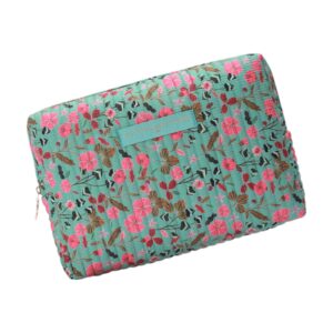 pochette grand modèle matelassée verte fleurs roses la petite cachottiere (2) (1)