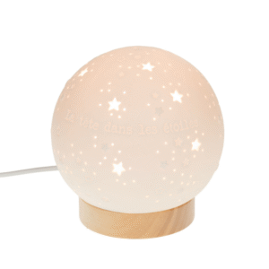 lampe boule veilleuse porcelaine blanche la tete dans les étoiles socles bois (1) (1)