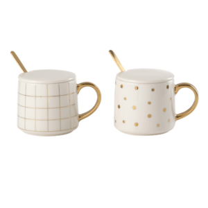 27904 mug blanc en porcelaine avec motif doré + cuillere et couvercle jline (1) (1)
