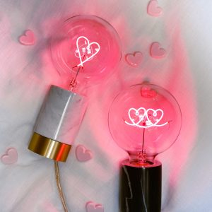 ampoule avec motif coeur ou double coeurmitb rose transparente verre
