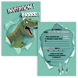 cartes invitations x8 + enveloppes dinosaure cartes d'art (1)