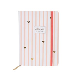 171390 Carnet rayé corail coeurs dorés - Maman d'amour 13 x18 cm cades (1)