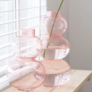 32467 vase 2 boules en verre transparent rose jline (1)