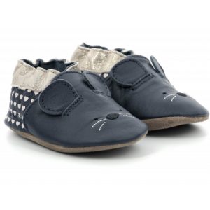 mouse-nose-marine chaussons cuir robeez