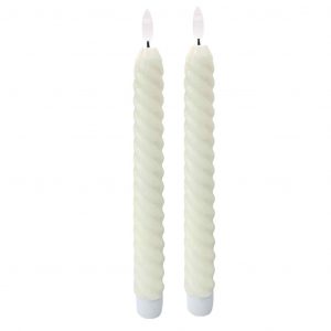 2 bougies led flambeaux cire naturelle ivoire