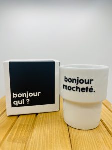 Tasse en porcelaine Bonjour Mocheté Felicie
