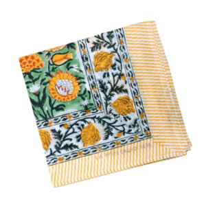 foulard en coton imprimé la petite cachotière jaune fleurs