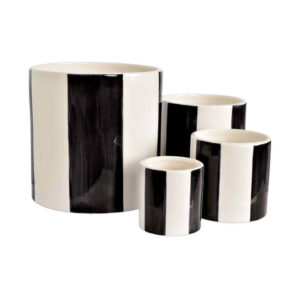 pot rayé en céramique noir 4 tailles opjet (5)