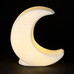 Lampe veilleuse demi lune en porcelaine blanche (1)