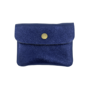portemonnaie double compartiment en cuir brillant bleu marine