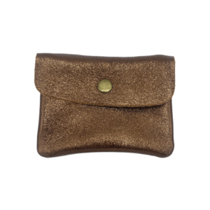 portemonnaie double compartiment en cuir brillant bronze