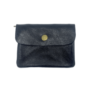 portemonnaie double compartiment en cuir brillant noir