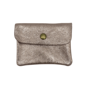 portemonnaie double compartiment en cuir brillant rose gold