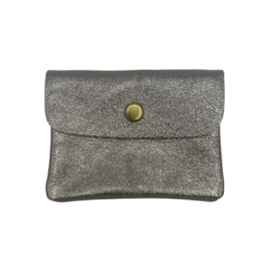 portemonnaie double compartiment en cuir brillant taupe