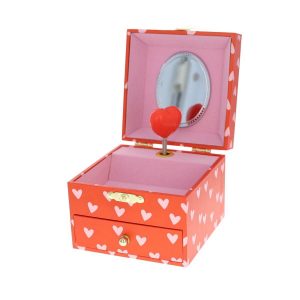 Boîte à bijoux musicale avec tiroir coeur rouge 1 (1)