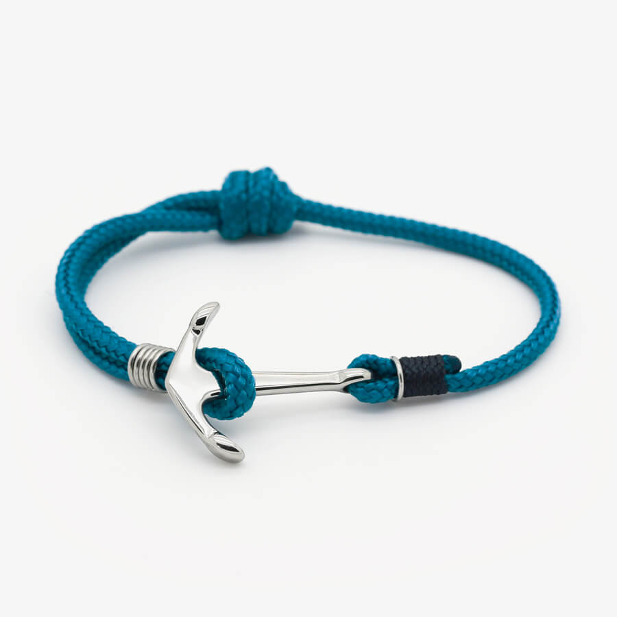 monzémaré bracelet corde ancre-minimaliste 1 tour bleu canard