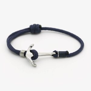 monzémaré bracelet corde ancre-minimaliste 1 tour bleu marine