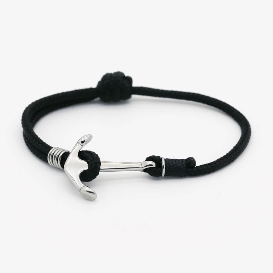 monzémaré bracelet corde ancre-minimaliste 1 tour noir