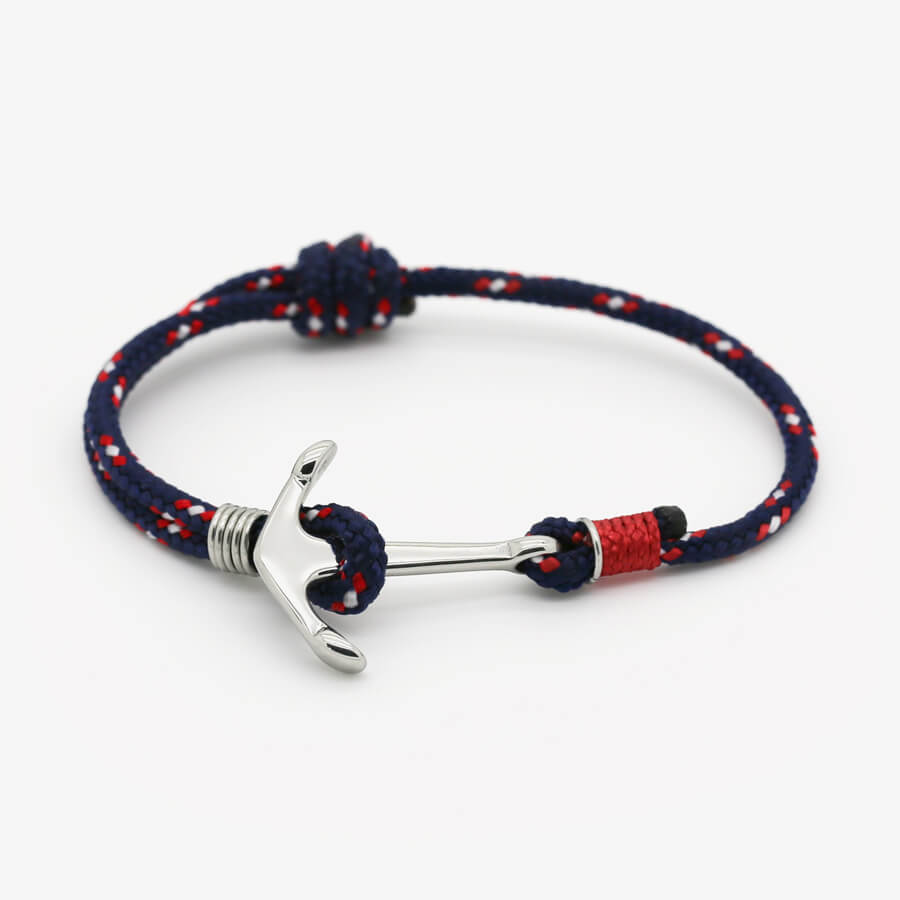 monzémaré bracelet corde ancre-minimaliste 1 tour rouge et marine