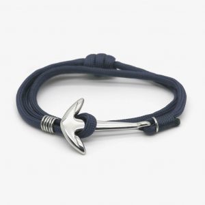 monzémaré bracelet corde ancre-authentique 2 tours bleu marine