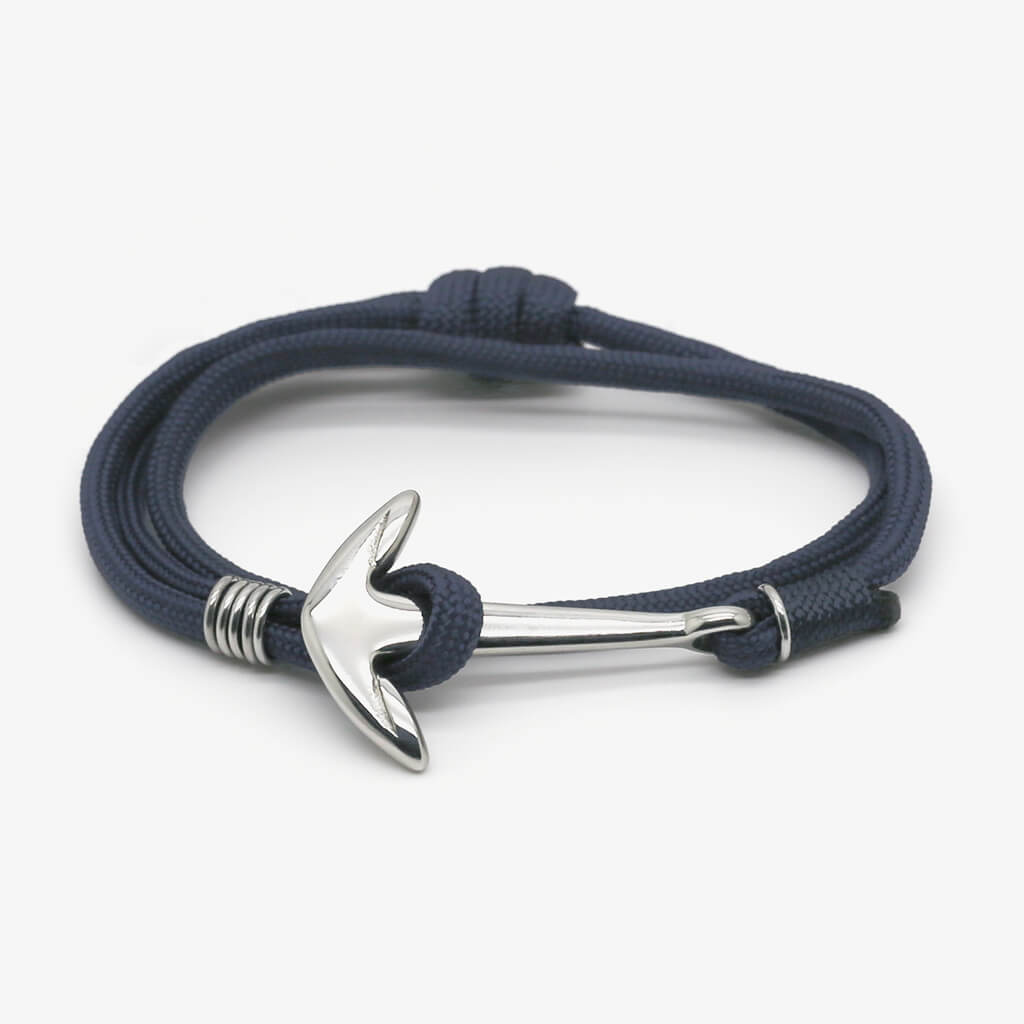monzémaré bracelet corde ancre-authentique 2 tours bleu marine