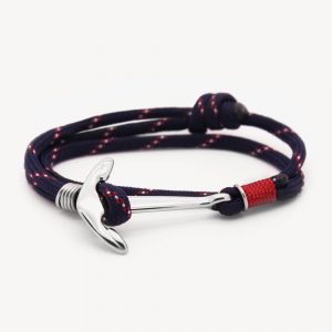 monzémaré bracelet corde ancre-authentique 2 tours rouge et marine
