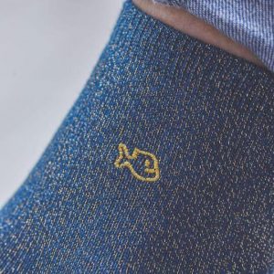 chaussettes paillettes bleu canard en coton