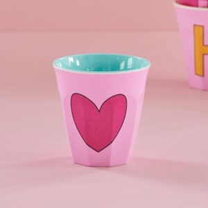 Tasse à café rose imprimé coeur de la marque rice