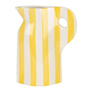 Vase pichet rayé en grès - jaune
