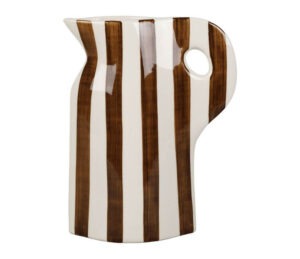 vase pichet rayé grès coloré brun (1)